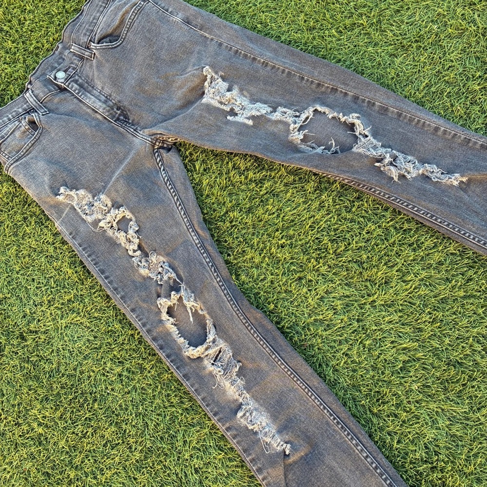 Levi's 512 Men's Black Ripped Size 31x29 Stretch Denim Cotton Distressed Faded - Picture 6 of 7